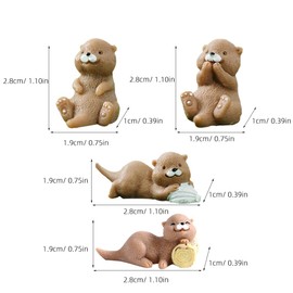 Vaguelly Pack of 16 Miniature Otter Figures Made of Resin - Cute Decoration for Micro Landscapes, Mini Gardens and Table Decorations