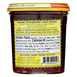Strawberry Jam Spread USDA Organic Preserve – 12 oz/ 340 gr – Made in France Traditional Jam Non GMO Gluten Free