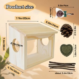 MUYG Wooden Hamster House Guinea Pig Natural Hideout Hut Chinchilla Sand Bath Container Transparent Acrylic Hamsters Digging Box Small Animal Habitat Decor for Gerbil Rats Lemmings Hedgehog Squirrel