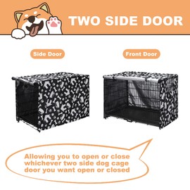 kefit Dog Crate Cover 48 inch, Kennel Cover Fit for Dog Crate, Black/Paw