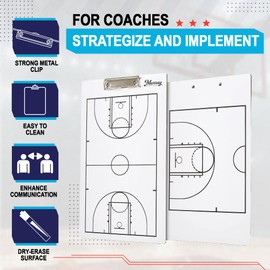 Murray Sporting Goods Dry Erase Coaches Clipboard | Double-Sided Dry Erase White Board (Basketball)