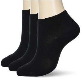 Atsugi GP78093 Crank Rib Socks, Sneaker Length (Length per Ankle), Cotton Blend, Socks, Sports, Exercise, Set of 3 Pairs, Black