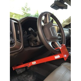 Equipment Lock Wheel to Pedal Lock - Powder Coated Steel Car Steering Wheel Lock - Heavy Equipment, Truck and Car Theft Prevention Device (Keyed Differently)