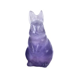 AMOYSTONE Stone Rabbit Figurines Purple Fluorite Bunny Crystal Statue Decor Crystals Rabbit Statue Pocket Polished Natural Gemstone Figurines Easter Decoration 2" 1PC