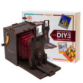 Jollylook DIY Pinhole Square Instant Film Camera Kit – Wooden Self-Assembly Retro Camera – Fun STEAM Educational Kit – Compatible with Instax Square Film (Not Included) – Vintage-Inspired
