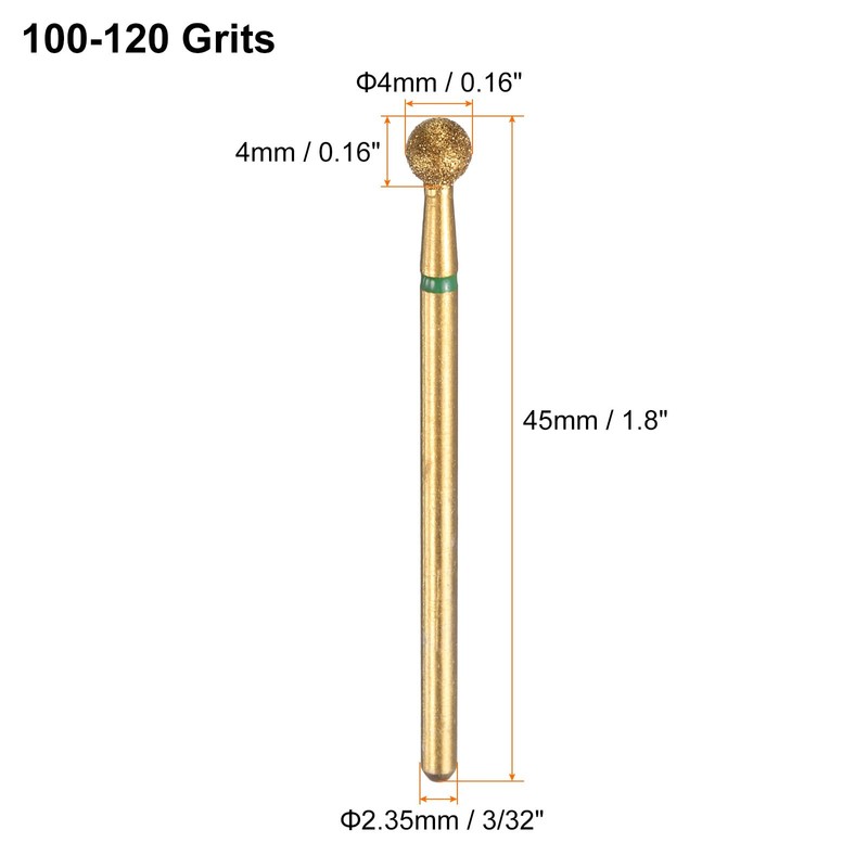 sourcing map 10pcs 100-120 Grits Diamond Grinding Bit 4mm Ball