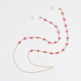 Red Love Heart Beads Anti-Lost Necklace Golden Copper Chain Leash Accessories And Magnetic Silicone Case Holder Strap Lanyard Compatible with Airpods Pro 3 2 1