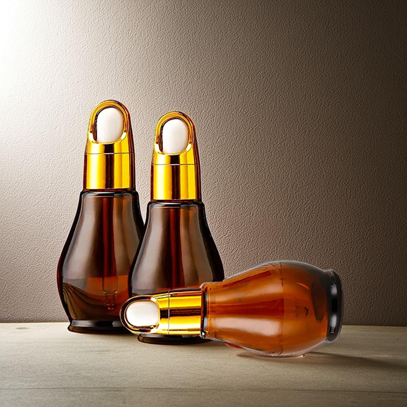8 Pack 1oz Glass Dropper Bottles 30ml Amber Gourd Shaped