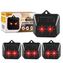 4PCS Predator Eyes Coyote Deterrent&Solar Nocturnal Animal Repellent Outdoor Skunk Repellent for Yard with Red LED Lights for Deer Fox Raccoon Animal Repeller Device for Chicken Coop Farm Garden
