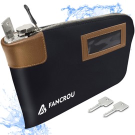 Waterproof Cash Bag with lock and 2 Keys, Money bag with Zipper,Security bags for cash, Durable Money Bank Deposit Bag, Nylon Documents Bag, Coin Check Wallet Pouch,Petty cash bag,11 x 9 Inch,Black