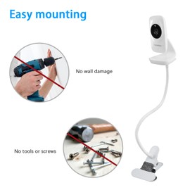 OkeMeeo Soporte para monitor de bebé sin tornillos para monitor de bebé HelloBaby HB50 (clip de cuello de cisne de 15.7 pulgadas)