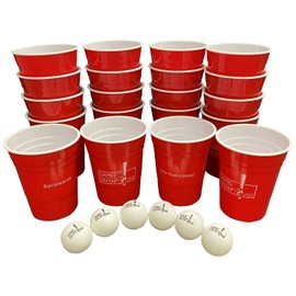 Beer Pong Cups Set with Funny Challenges - Includes 20 Beer Pong Cups and 6 Pong Balls - Washable, Reusable Cups with Fun Challenges, Group Party Drinking Games