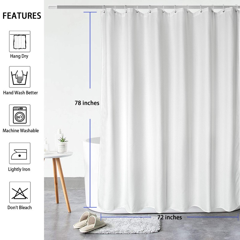 AooHome 72x78 Inch White Shower Curtain, Extra Long Fabric Bathroom