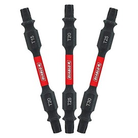 Diablo Assorted Double-Ended Torx Drive Bits with MaxTorque Zone for Maximum Performance - Optimized Tip, Laser Engraved Type and Size - 2-1/2" Length, 3 Pieces - DDETV25-S3