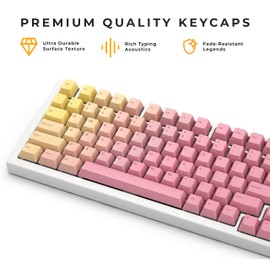 Glorious Grapefruit PBT Keycaps Set (Pink & Yellow) 143 Cute Custom Keycaps, Cherry MX Profile, Pastel, Low-Profile Dye-Sub for Mechanical Gaming Keyboards (60%, TKL, Full Size) Incl Mac Keys (191)