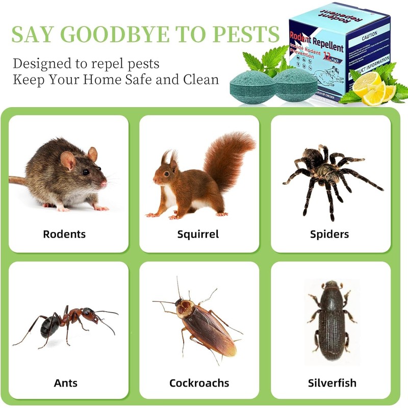 Mouse Rodent Repellent, 24 Pack Peppermint Lemon Mice Repellent for