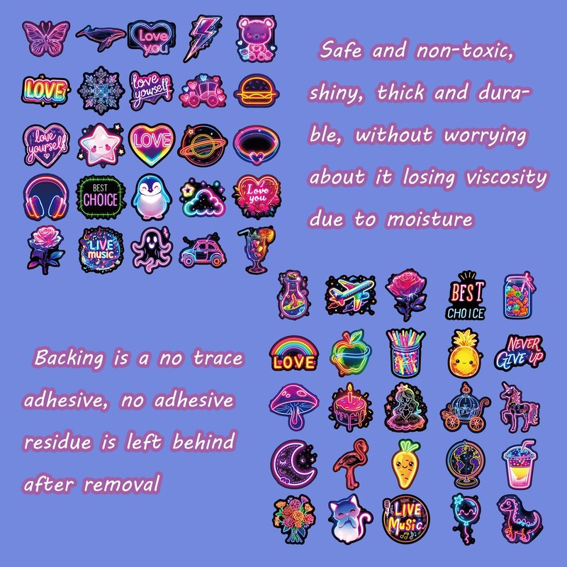 100 PCS Neon Stickers, Cool Graffiti Stickers, Waterproof Decals for