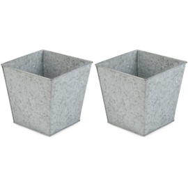 BIRDROCK HOME 2 Pack 8" Rustic Square Planter - Indoor or Outdoor Plant Flower - Patio Porch Garden Pots - Rust and Weather Resistant
