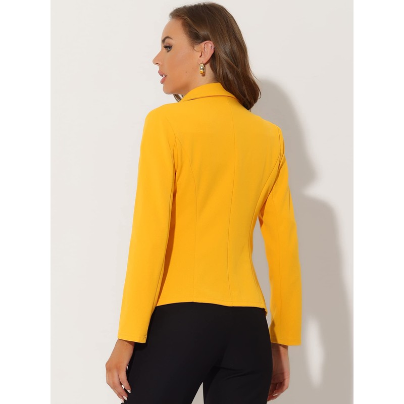 Allegra K Women's Work Office Blazer Stretch Lapel Collar Long