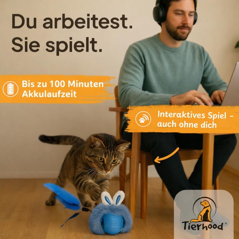 Tierhood Cat Toy Self Activity - Interactive Cat Toy Electric
