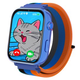 Smartwatch for Children, 4G GPS Children's Smartwatch Watch Phone Video and Voice Smart Family Chat SMS WIFI, SOS Sports Pedometer Games, Children's Gifts Watch for from 4 Years (Blue)