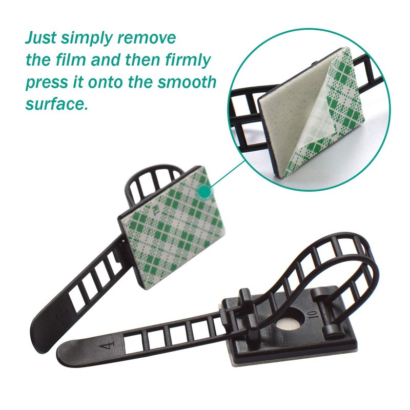 25 Pieces Desk Wire Organizer Cable Ties Zip Ties Adhesive