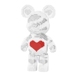 LAICAI Animal Red Heart White Bear Micro Building Blocks Set（7544PCS） 17.7in High Series，Gifts for Collectors and Enthusiasts