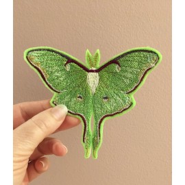 GLOW in DARK Embroidered Small 4” Inch IRON ON Green Luna Moth Patch Appliqué