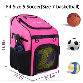 Youth Soccer Bag - Boys Girls Soccer Backpack & Bags for Basketball, Volleyball & Football | Includes Separate Cleat and Ball Compartment, and Convenient Fence Hook.