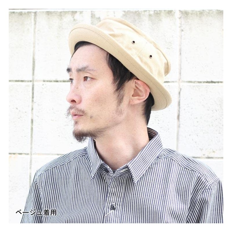 Regnuu Pork Pie Hat, Men's, Large Size, Plain, 100% Cotton,