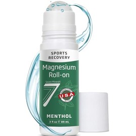 Seven Minerals Roll-on de magnesio con mentol para el alivio del dolor - Aceite de magnesio refrescante para la recuperación deportiva, dolores muscul