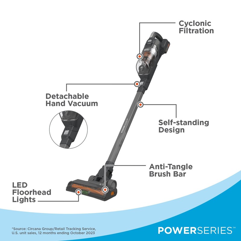 BLACK+DECKER POWERSERIES 20V MAX Cordless Stick Vacuum Cleaner, Household Vacuum
