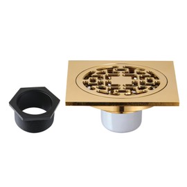 Kingston Brass BSF4272BB Watercourse 4" Square Shower Drain, Brushed Brass