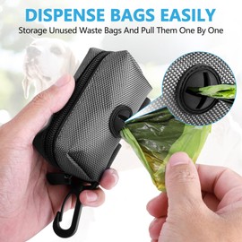 1PACK Dog Poop Bag Holder for Leash Attachment - Waste Bag Dispenser for Leash - Fits Any Dog Leash - Portable Set with 1 Hand Free Holder Metal Carrier, CA-XB Grey