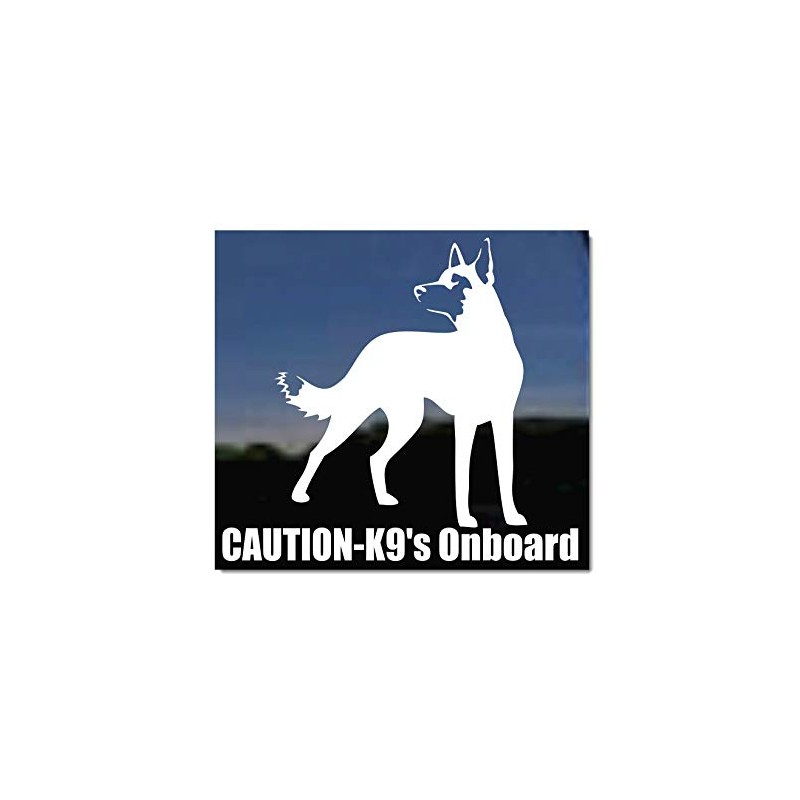 Caution - K9's Onboard | NickerStickers® Vinyl Window Decal Belgian