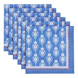 Arquiel Napkins Flowers Blue Set of 6 Fabric Napkins 100% Cotton Soft High-Quality Reusable Dining Table Napkins Perfect for Weddings Kitchen Household Party (45 x 45 cm)