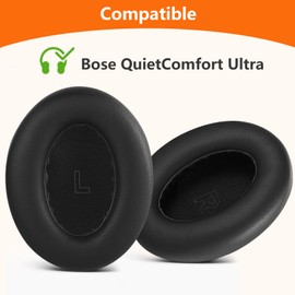 Toyoso Replacement Ear Pads for Bose QuietComfort Ultra Headphones, Bose Earpads Cushions with Noise Cancelling Foam, Soft Sheepskin Leather, Black