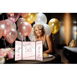 ONANNA 50th Birthday Decorations for Women: 1975 50th Birthday Guest Book Signature Board Alternative Jumbo Card, Turning 50 Years Old Birthday Gifts Keepsake for Her, 50 th Bday Decor Supplies