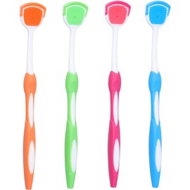 Limpiador Raspador de Lengua, 4pcs Limpiador de Lengua para Adultos y Niños, Limpiador de lengua de Plástico, Cepillo de Viaje Portátil para el Cuidado Bucal para Refresca el Aliento y Lucha contra el Mal Aliento