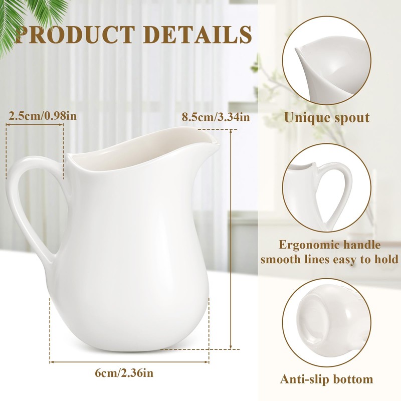 Nuanchu 12 Pcs 3 oz Small Creamer Milk Pitcher, Classic