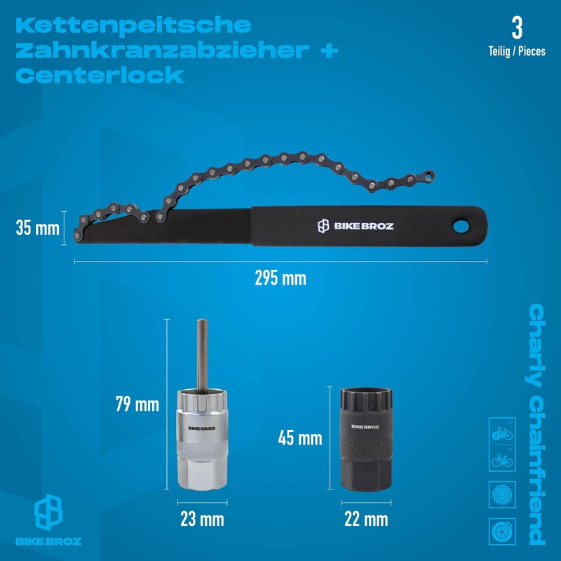 BIKEBROZ Chain Whip and Puller Set with Centre Lock and