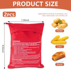 OBTANIM 2 Pack Microwave Potato Bag Reusable Baked Potato Pouch Bag, Red