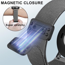 EverAct 18mm Nylon Magnetic Watch Band Compatible with Garmin Venu 3S 41mm/Venu 2S/Vivoactive 4S/Vivomove 3S/ Forerunner 255S/265S, Loop Magnetic Stretchy Elastic Replacement Strap for Women Men