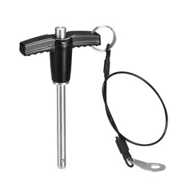 sourcing map T Handle Lock Pins, 15/64" Pin Dia. 1-31/32" Usage Length Stainless Steel Push-Button Quick Release Pin with Lanyard Cable (6mm-50mm)