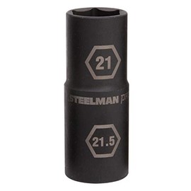 Steelman Pro 1/2-Inch Drive 6-Point Thin Wall 21mm x 21.5mm Double Ended Impact Flip Socket, Durable Corrosion-Resistant Steel, Laser-Etched Callouts