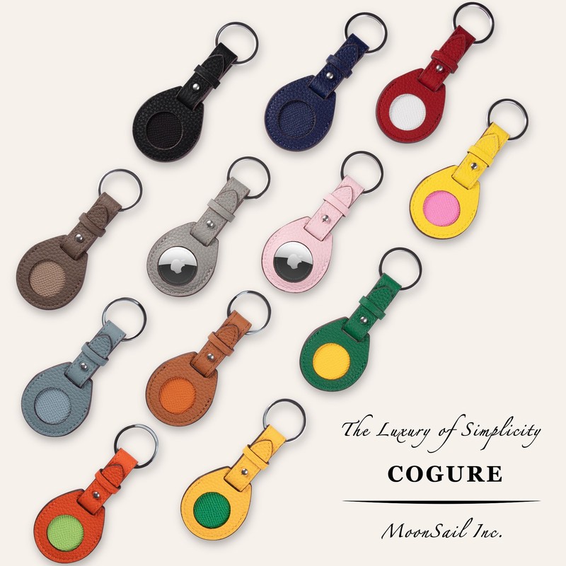 COGURE COPAT-K Charm Keychain, AirTag Case, Genuine Leather, Air Tag