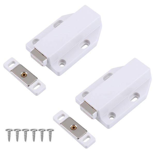 2 Pcs Cabinet Magnetic Push Catches, White Push to Open