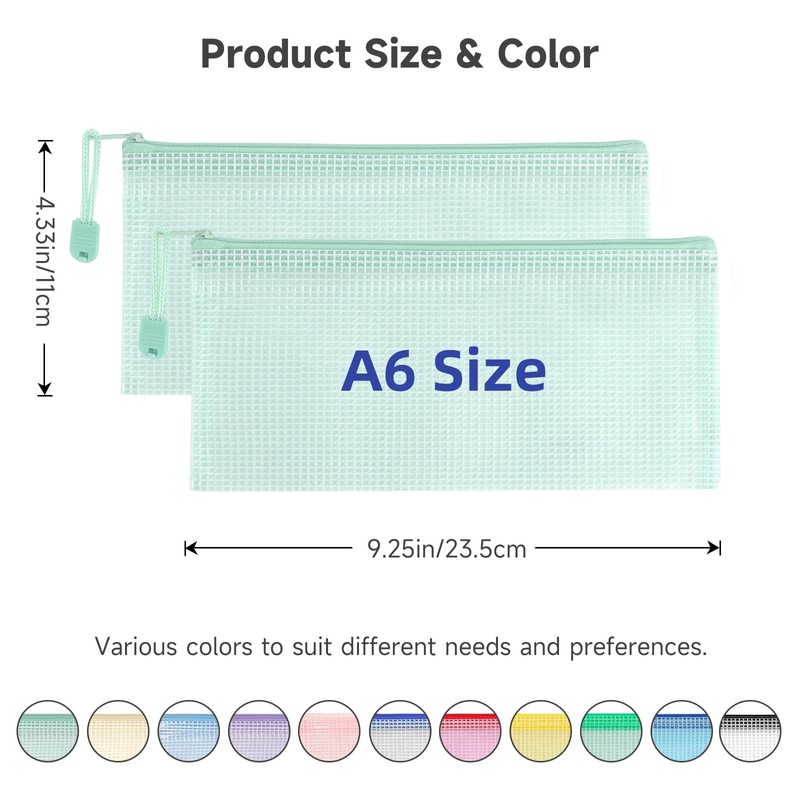 Mutsitaz 12 Pack A6 Plastic Wallets File Bags, A6 Document