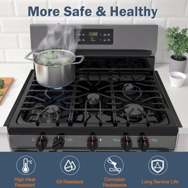 Stove Gap Covers Stainless Steel, 2Pack Retractable Stove Gap Filler (13.8"–27.5" Length, 0.79" Width), Heat-Resistant Guard & Range Trim Kit Between Stove Top & Counter-Black