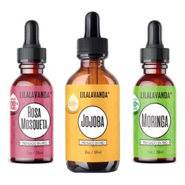 Tro de Aceites Faciales - Rosa Mosqueta, Moringa, Jojoba - Antienvejecimiento, Regenerador, Minimiza Porosles Serum Antiedad, Regenerador, Reduce la  